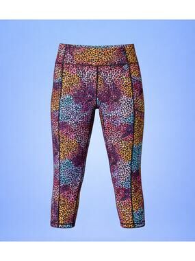 Ladies Large Moisture Wicking Animal Print Athletic Capri Pants With Pockets